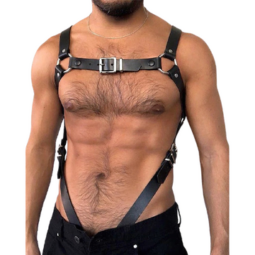 Men's Leather Fetish Body Harness / Sexy Suspenders for Pents With Metal Clips - EVE's SECRETS